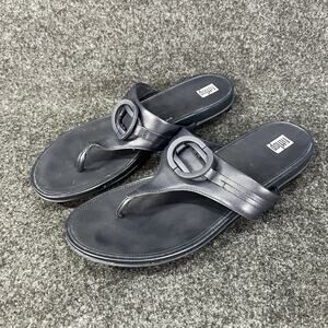 FitFlop Sandals Womens 10 Navy Blue Gracie Circlet Leather Toe Post Flip Flops